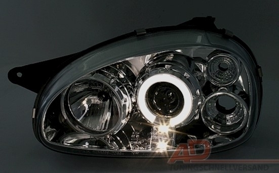 Angel Eyes Scheinwerfer für Opel Corsa B in Chrom