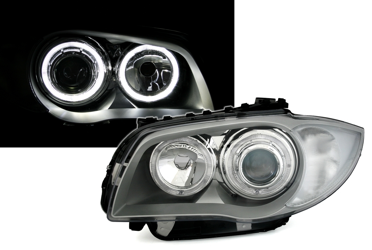 Angel Eyes Scheinwerfer für 1er BMW E8_ in Silber