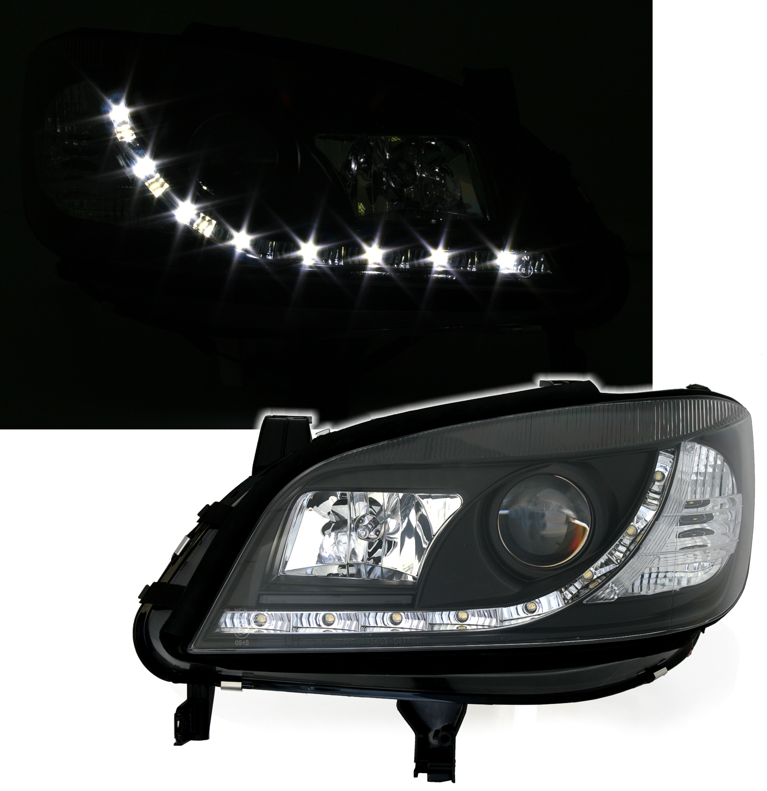 Scheinwerfer mit LED für Opel Zafira in Schwarz   