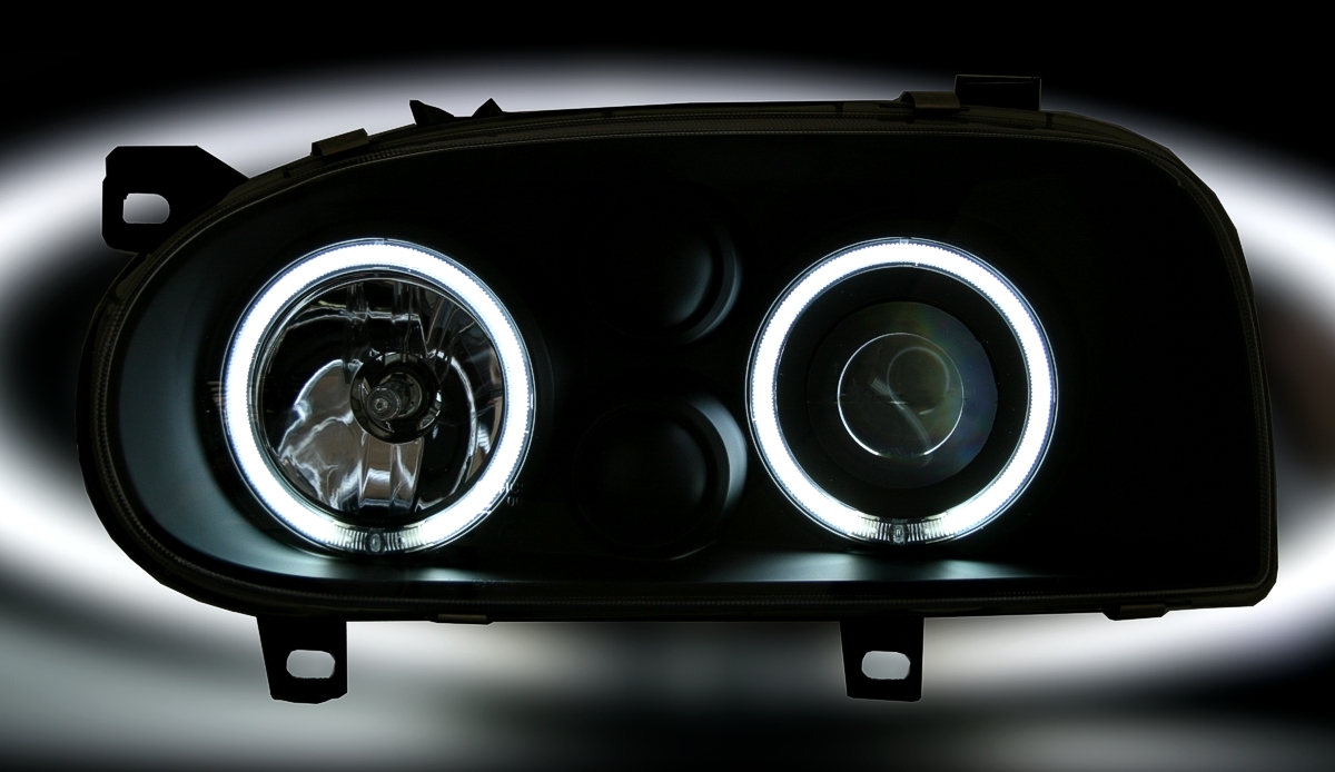 CCFL Angel Eyes Scheinwerfer für VW Golf 3 in Schw