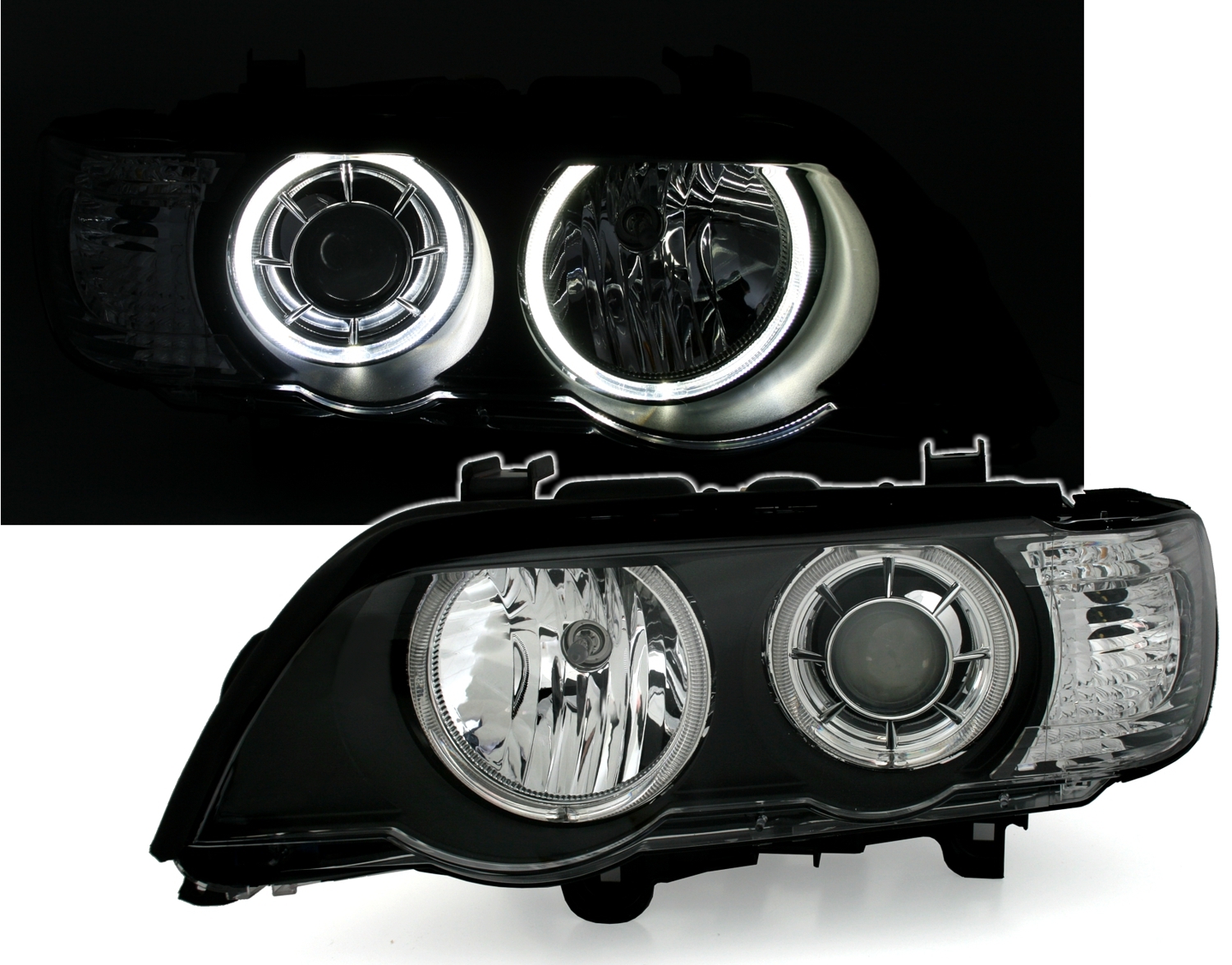 Angel Eyes Scheinwerfer für BMW X5 E53 in Schwarz