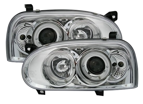 Angel Eyes Scheinwerfer VW Golf 3 in Chrom