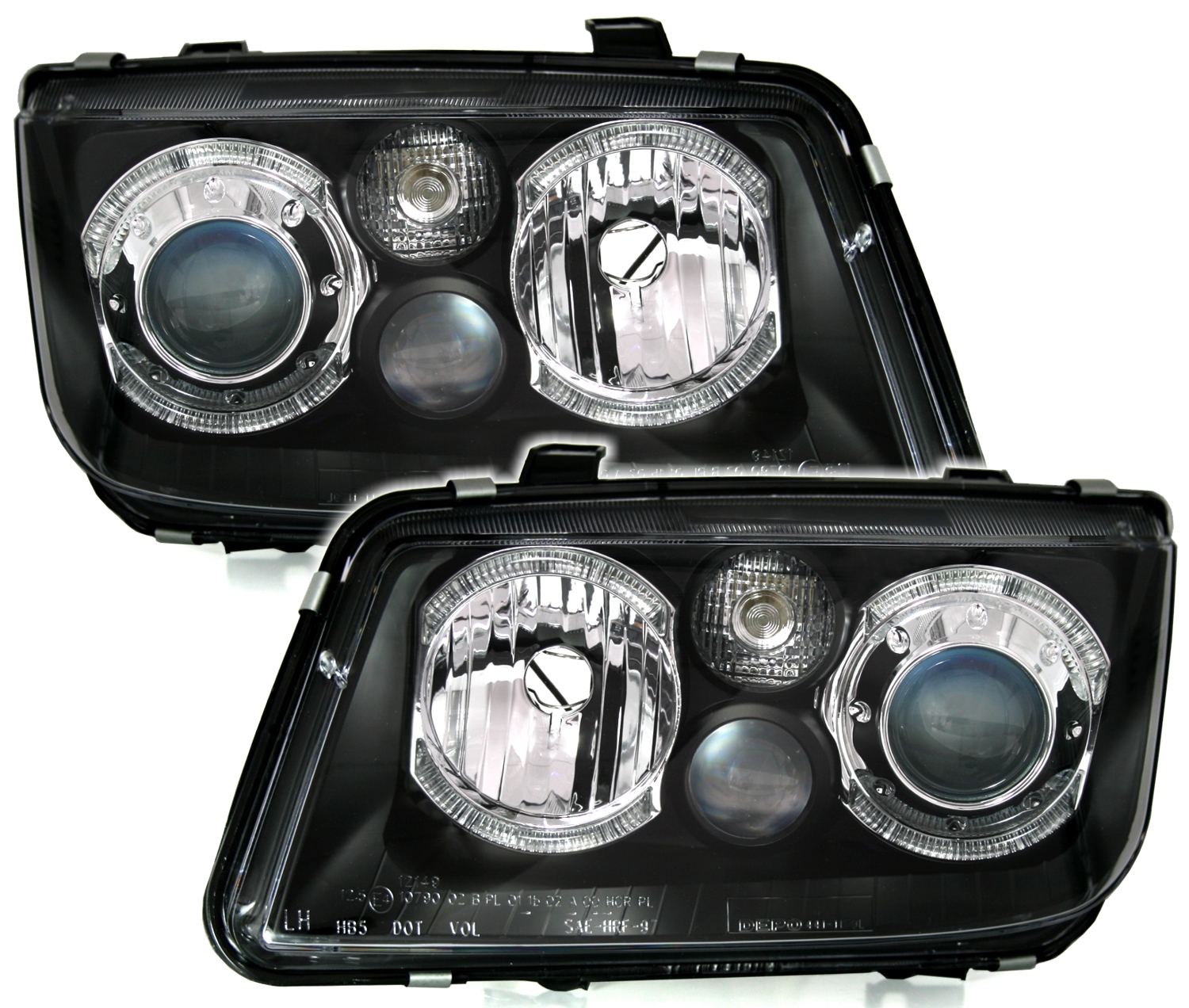 Angel Eyes Scheinwerfer Set für VW Bora in Schwarz