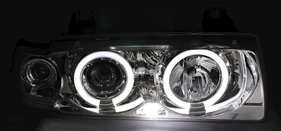 Angel Eyes Scheinwerfer für 3er BMW E36 in Chrom  