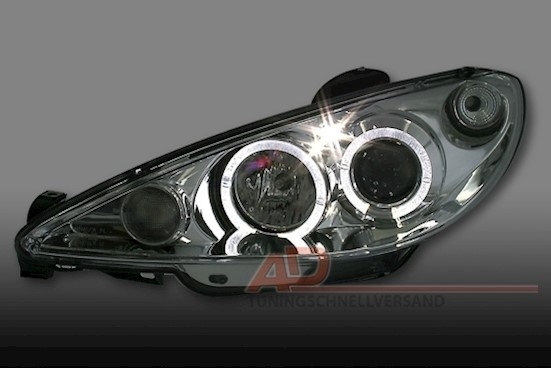 Angel Eyes Scheinwerfer Peugeot 206 in Chrom