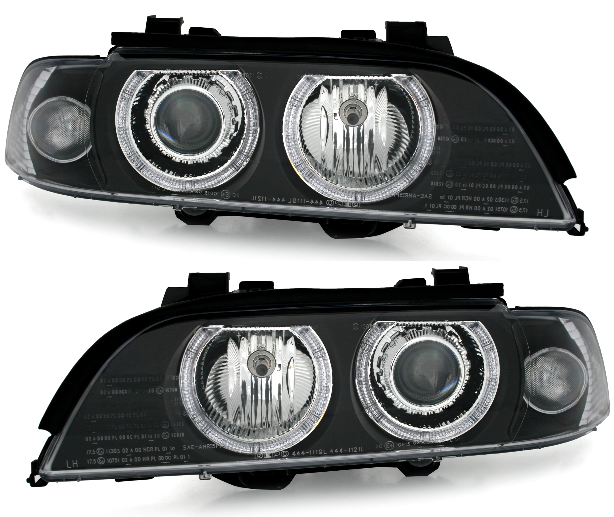 Angel Eyes Scheinwerfer für 5er BMW E39 in Schwarz