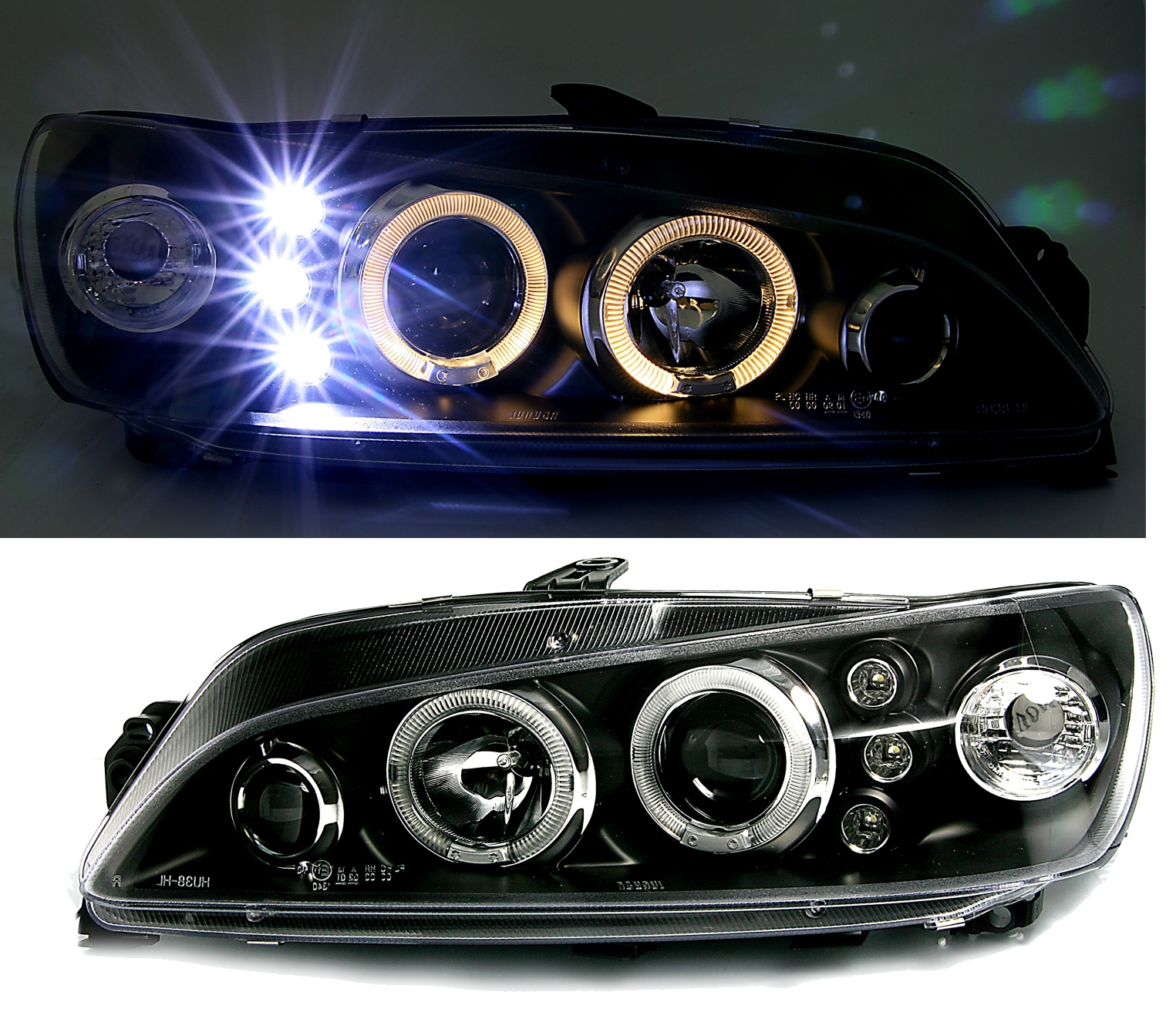 Angel Eyes Scheinwerfer Peugeot 306 in Schwarz