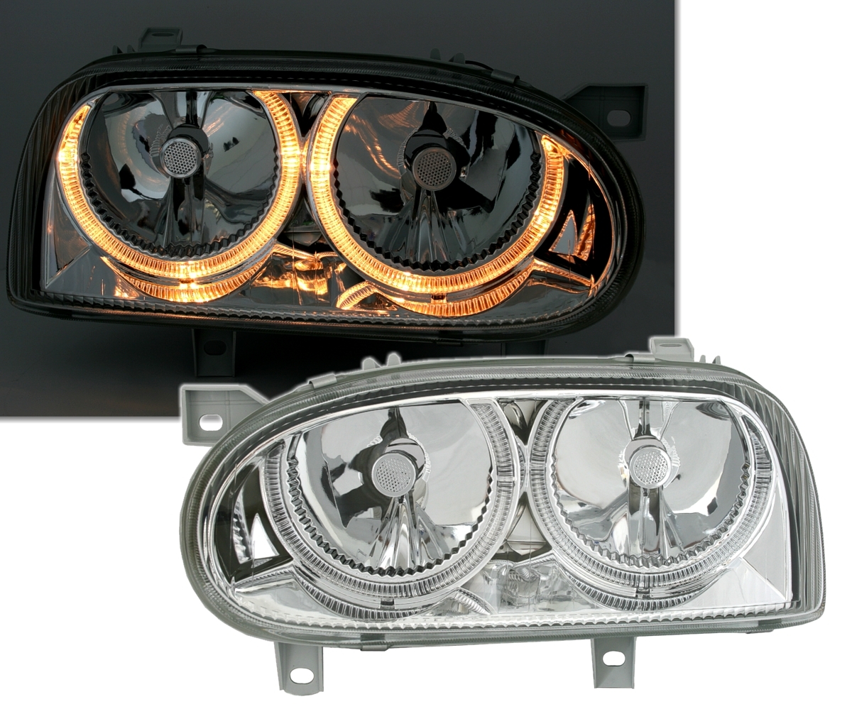 Angel Eyes Scheinwerfer für VW Golf 3 in Chrom