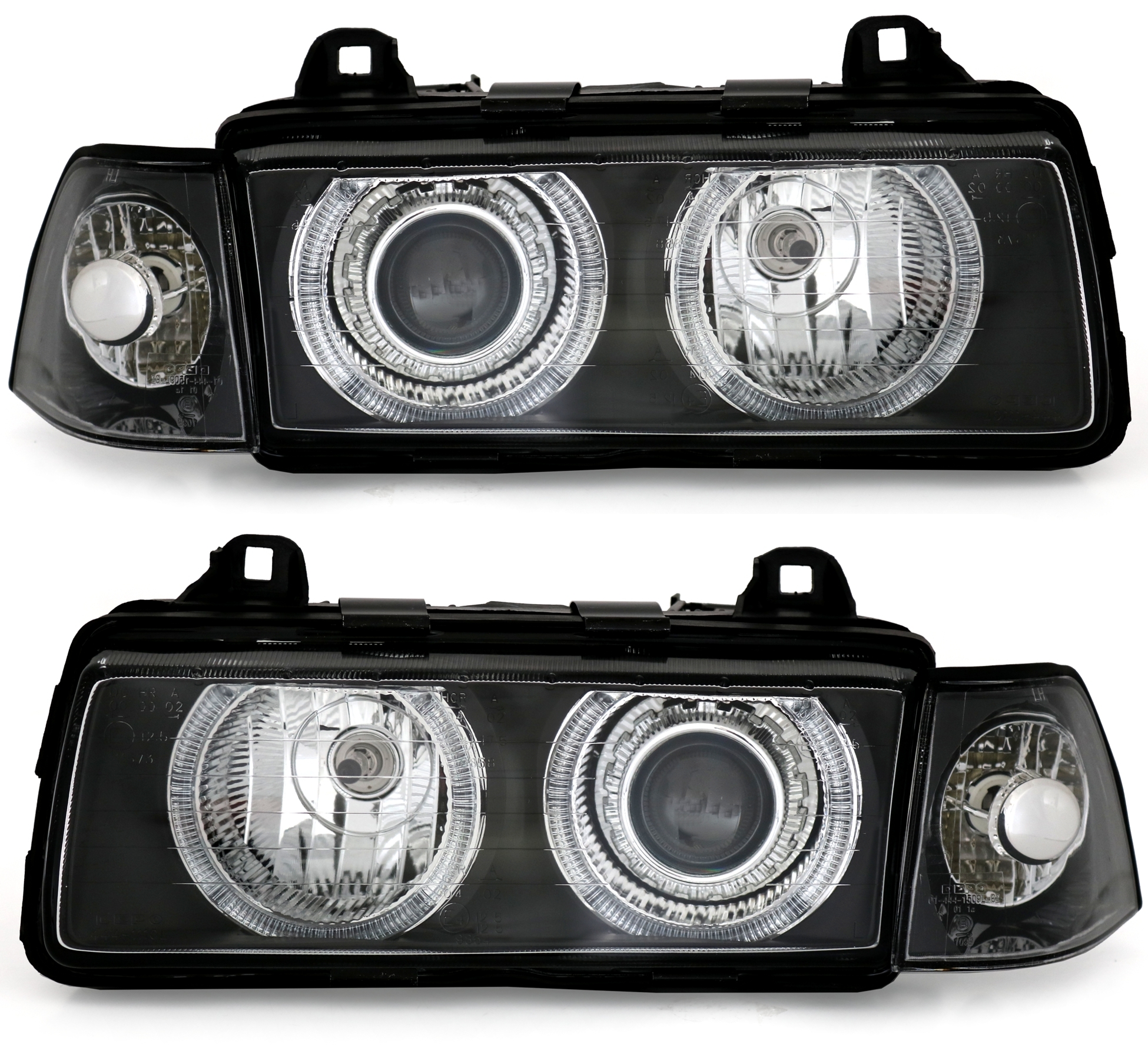 Angel Eyes Scheinwerfer für 3er BMW E36 in Schwarz