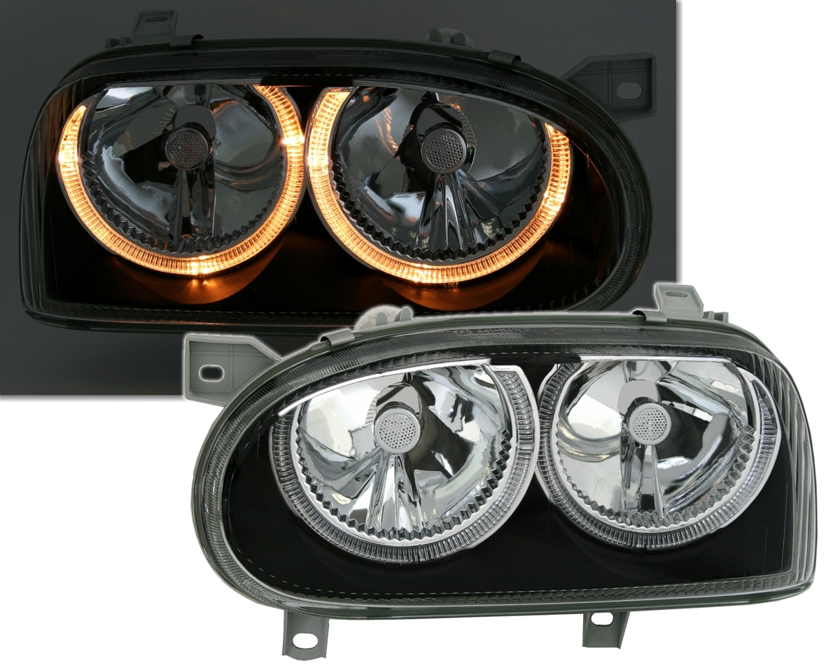 Angel Eyes Scheinwerfer für VW Golf 3 in Schwarz
