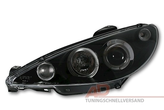 Angel Eyes Scheinwerfer Peugeot 206 in Schwarz    