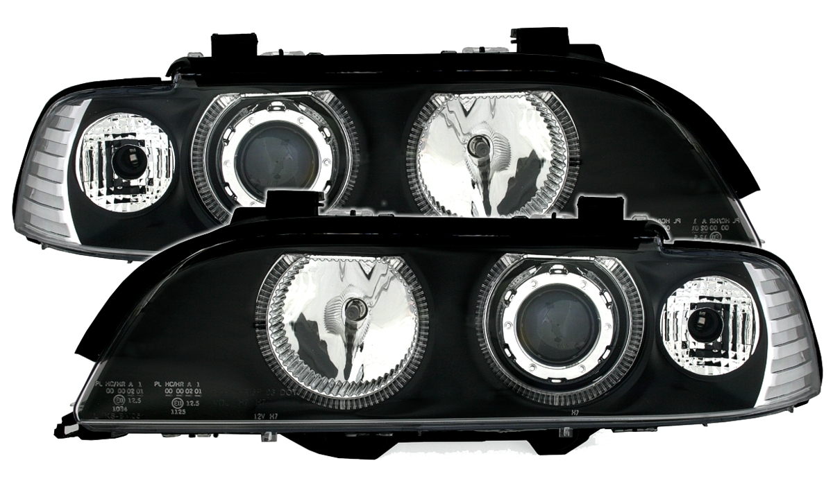 Angel Eyes Scheinwerfer für 5er BMW E39 in Schwarz