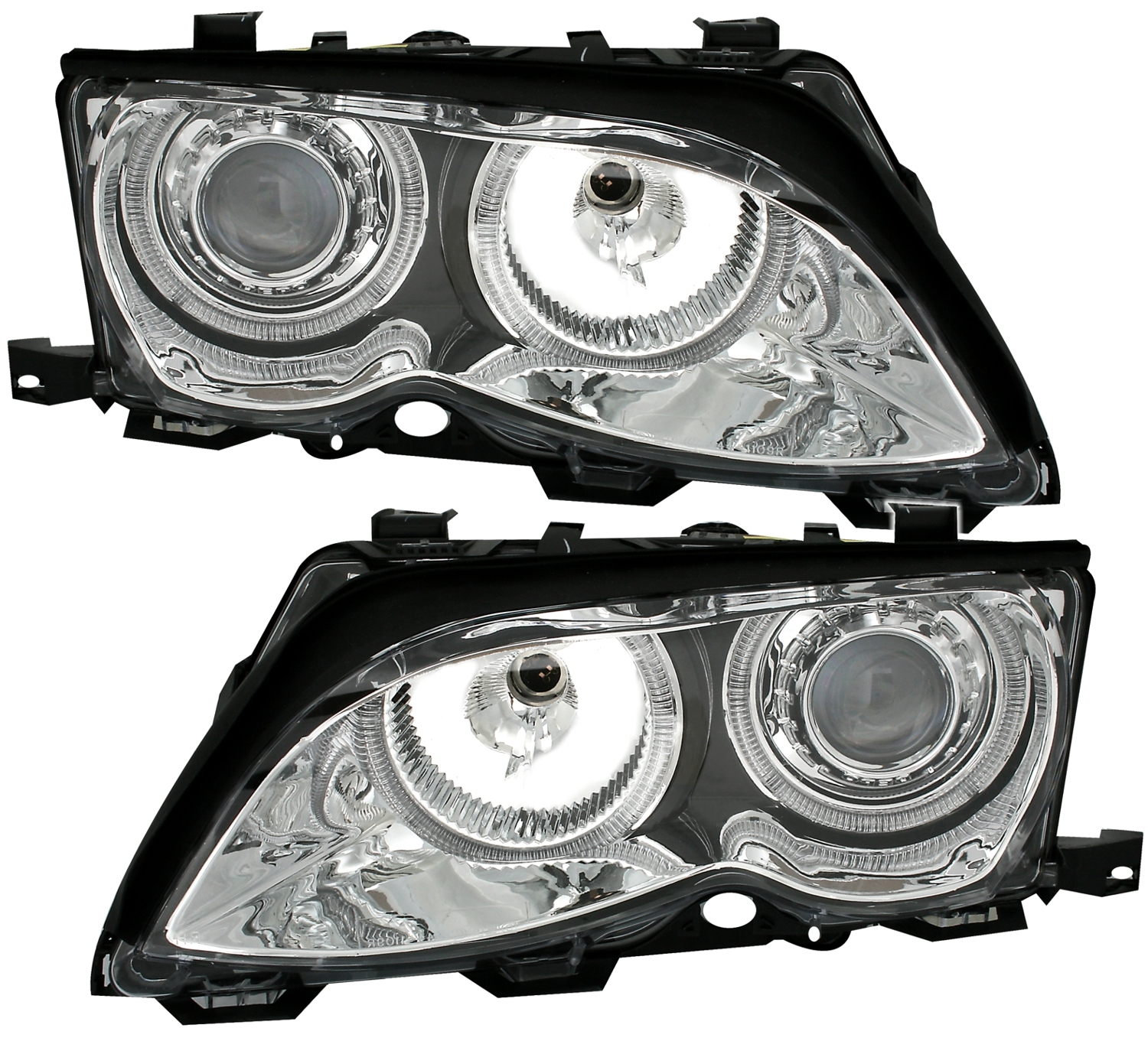 Angel Eyes Scheinwerfer für 3er BMW E46 in Chrom
