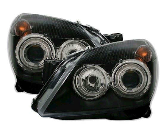 Angel Eyes Scheinwerfer für Opel Astra H in Schw.