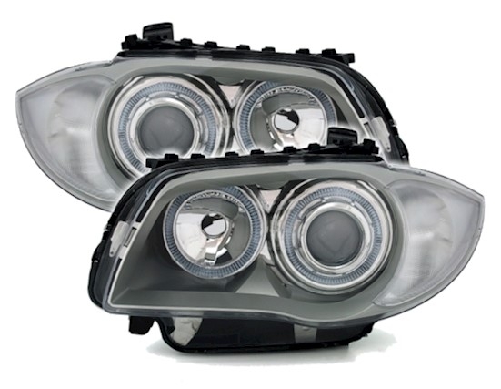 Angel Eyes Scheinwerfer für 1er BMW E8_ in Silber