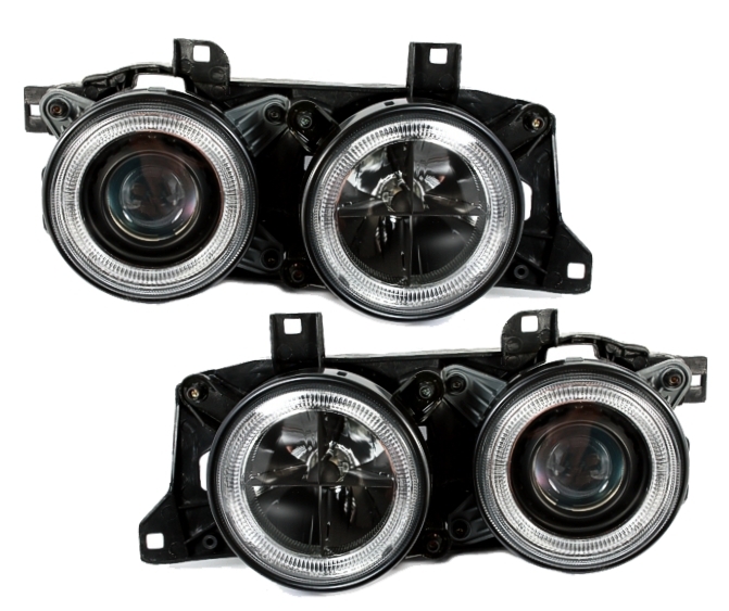 Angel Eyes Scheinwerfer für BMW E34 + E32 in Schw.