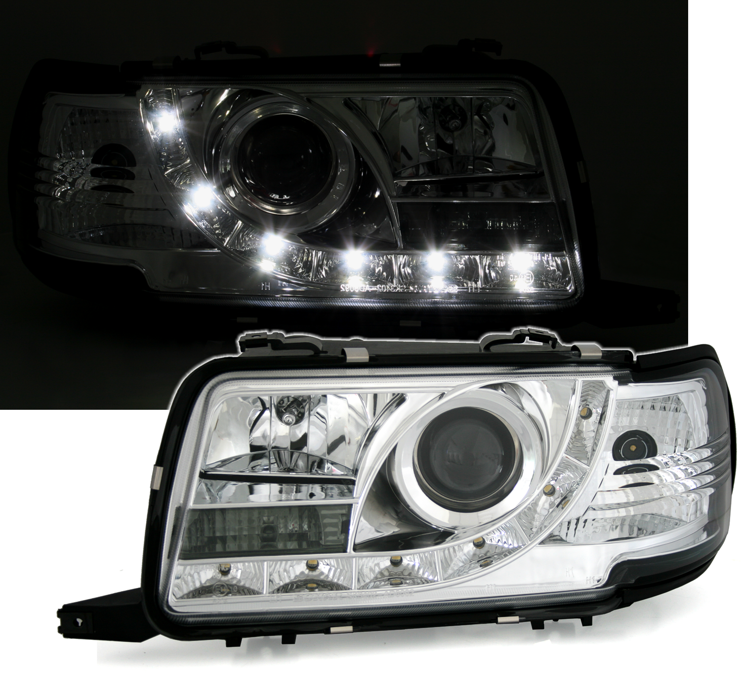 Scheinwerfer mit LED für Audi 80 B4 in Chrom      