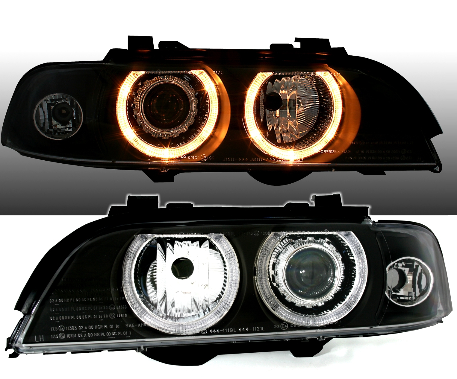 Angel Eyes Scheinwerfer für 5er BMW E39 in Schwarz