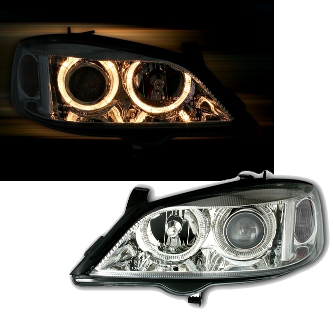 Angel Eyes Scheinwerfer für Opel Astra G in Chrom
