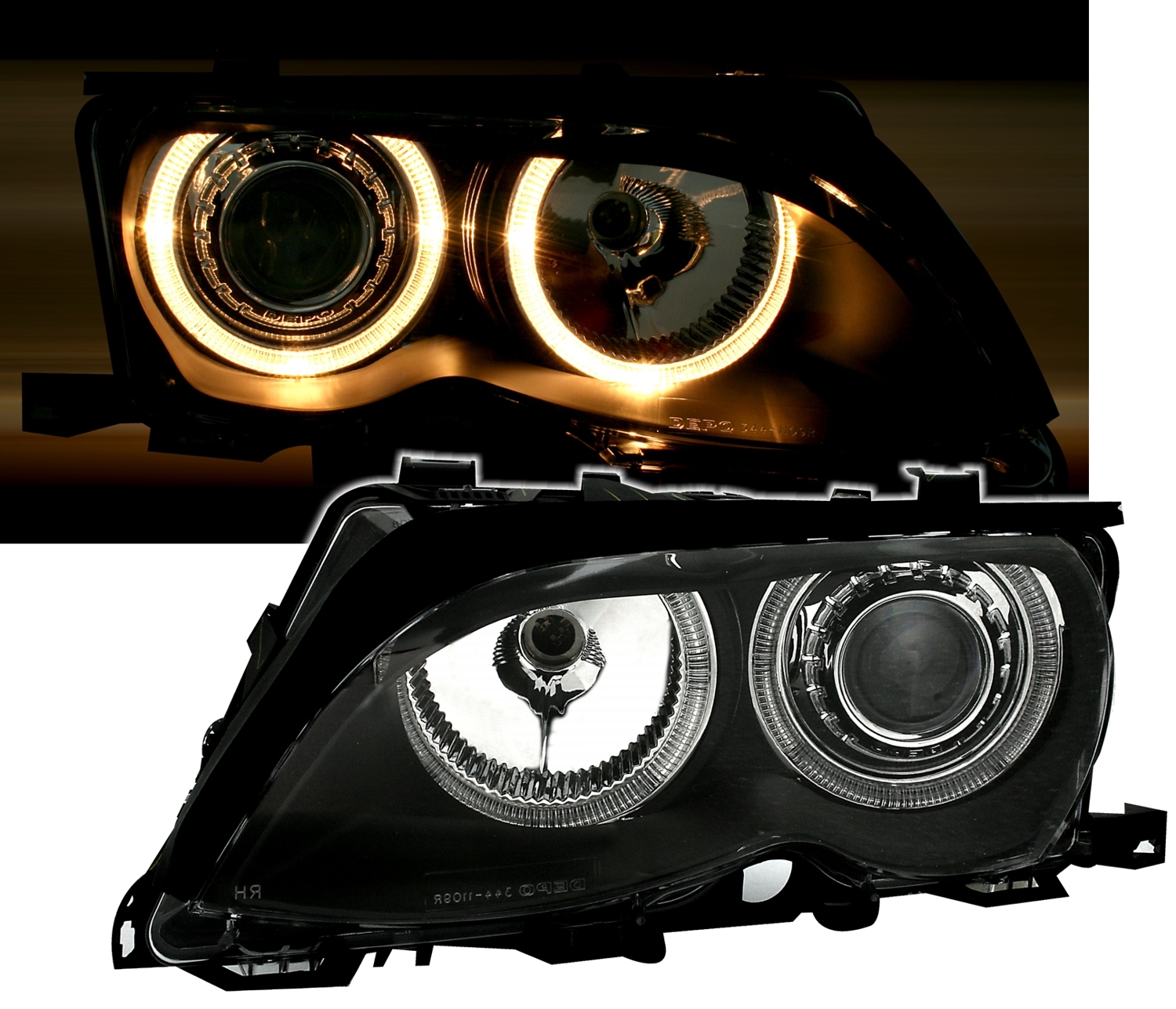 Angel Eyes Scheinwerfer für 3er BMW E46 in Schwarz