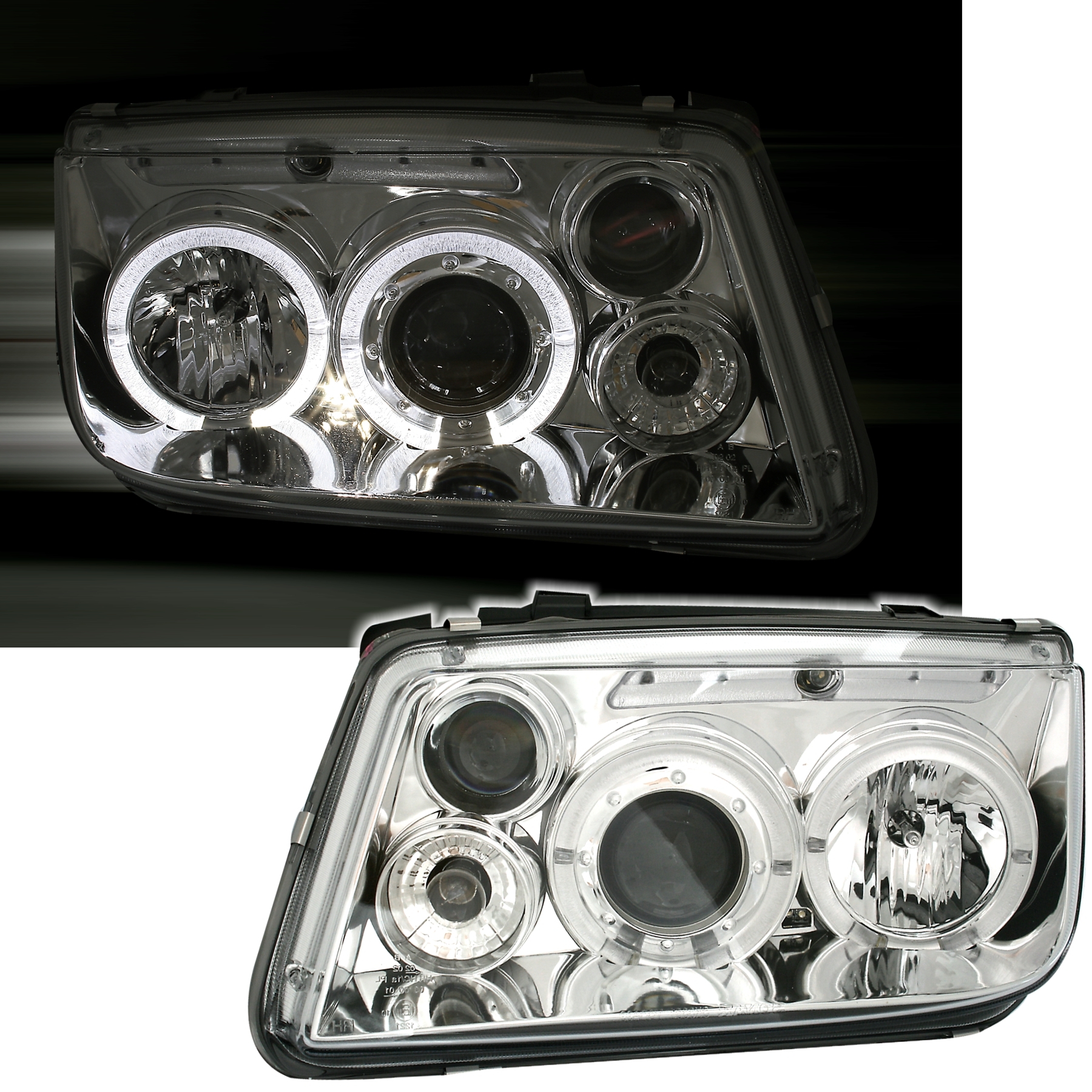 Angel Eyes Scheinwerfer für VW Bora in Chrom