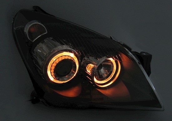Angel Eyes Scheinwerfer für Opel Astra H in Schw.