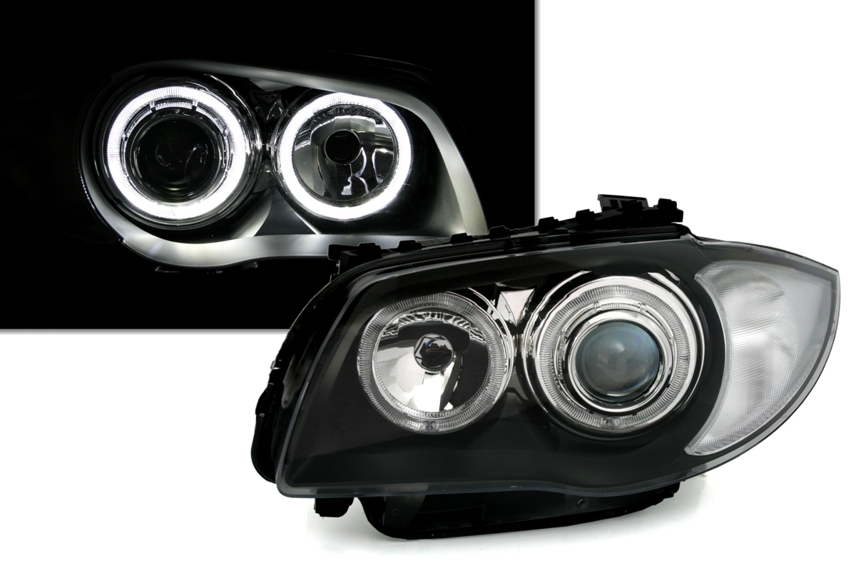 Angel Eyes Scheinwerfer für 1er BMW E8_ in Schwarz