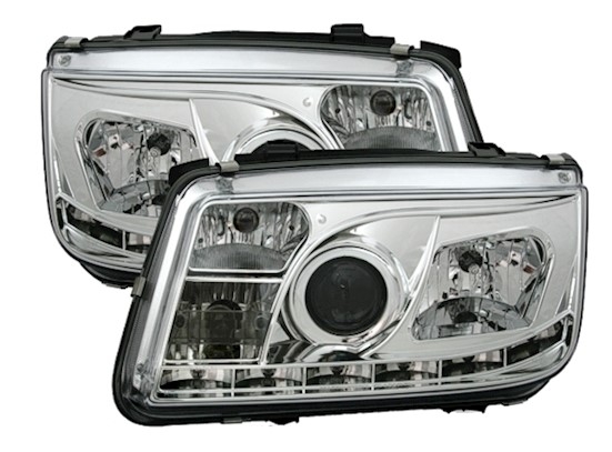 Scheinwerfer mit LED für VW Bora in Chrom
