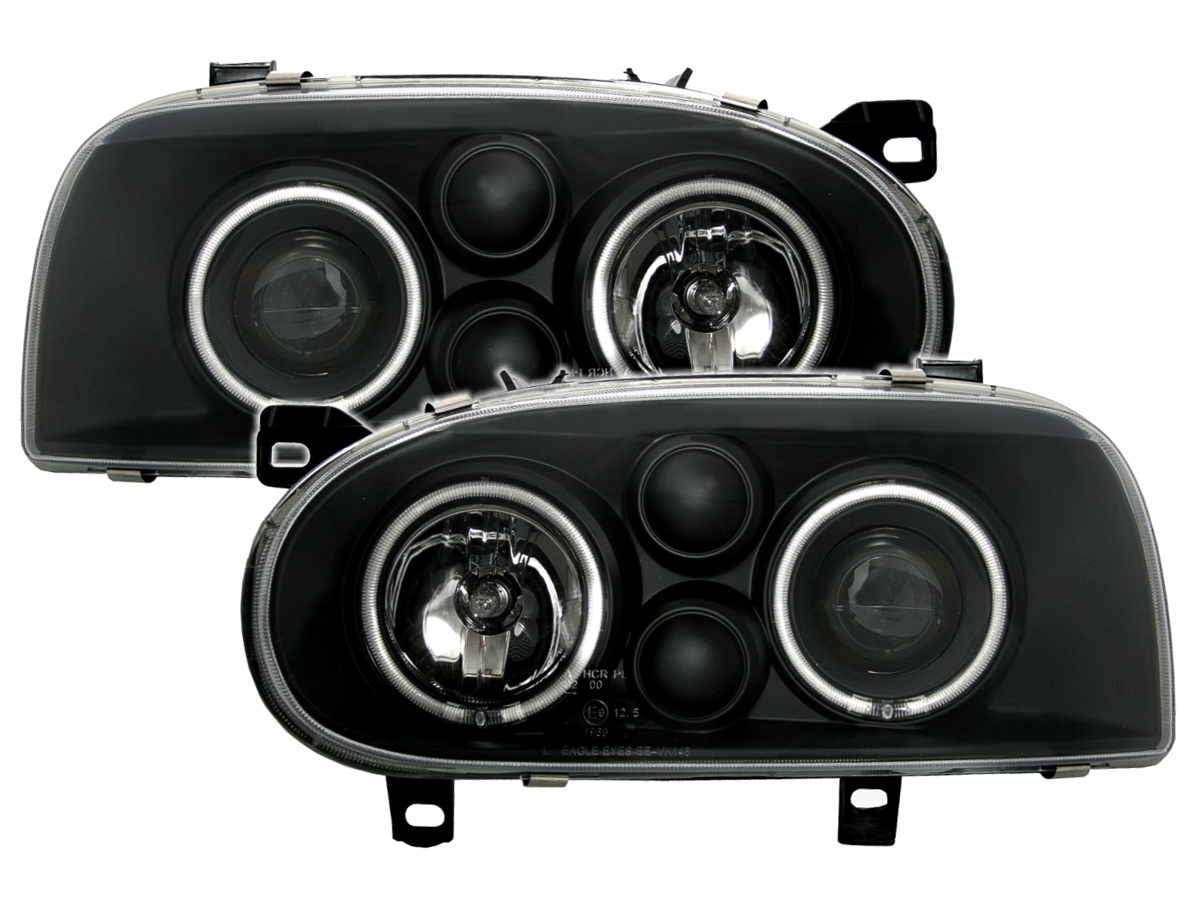 CCFL Angel Eyes Scheinwerfer für VW Golf 3 in Schw