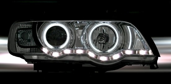 CCFL Angel Eyes Scheinwerfer für BMW X5 in Schwarz