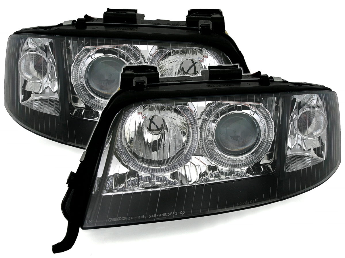 Angel Eyes Scheinwerfer Set für Audi A6 in Schwarz