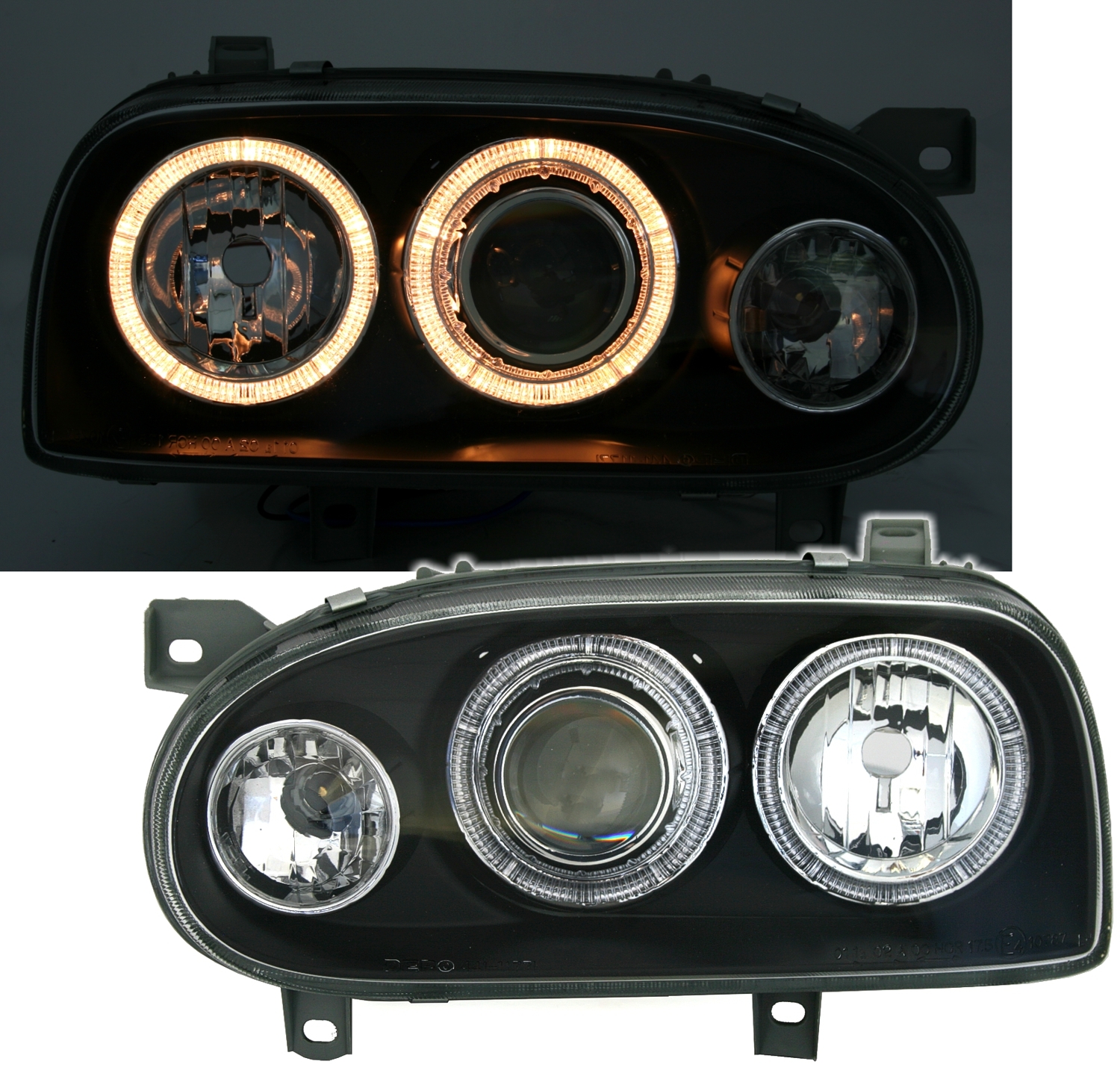 Angel Eyes Scheinwerfer für VW Golf 3 in Schwarz