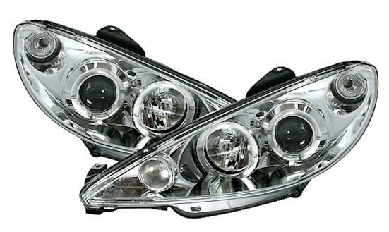 Angel Eyes Scheinwerfer Peugeot 206 in Chrom