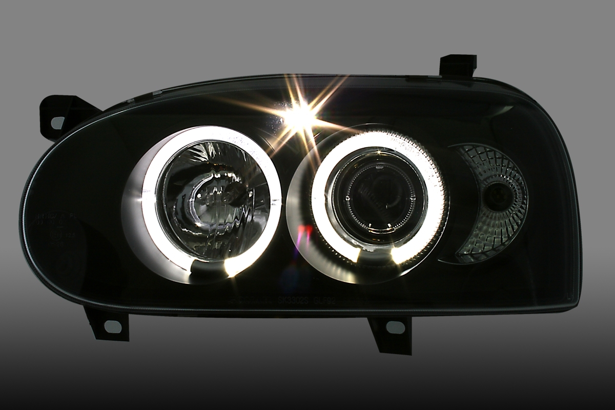 Angel Eyes Scheinwerfer VW Golf 3 in Schwarz