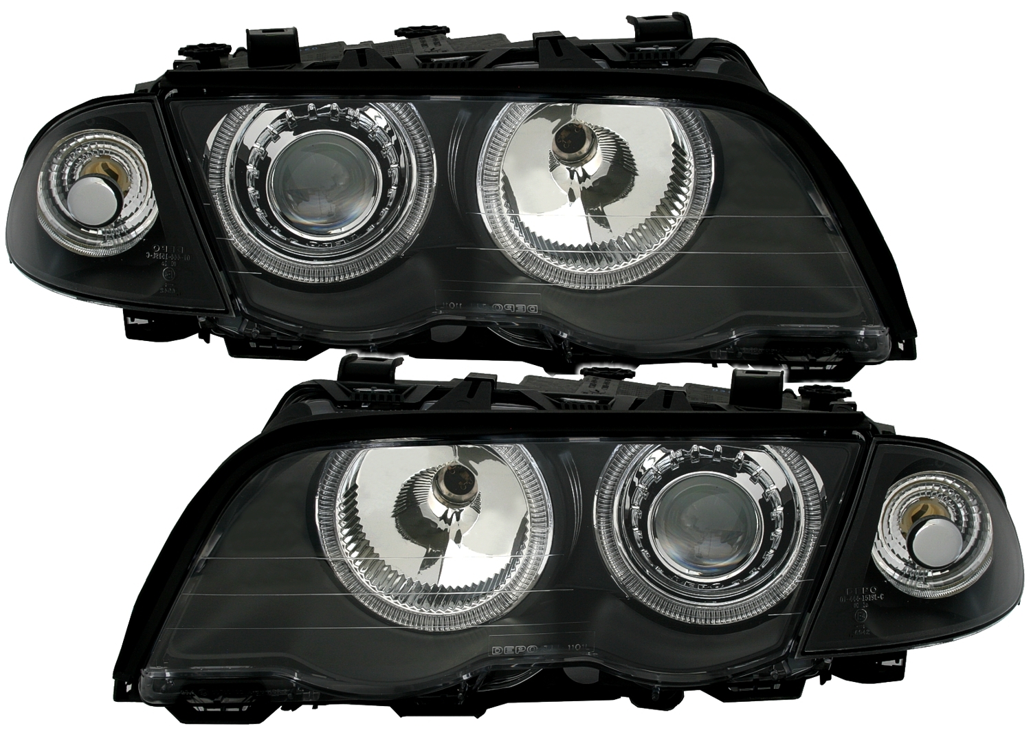 Angel Eyes Scheinwerfer für 3er BMW E46 in Schwarz