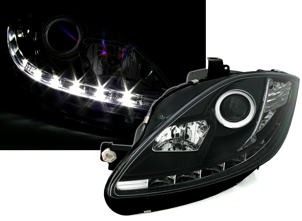 Scheinwerfer mit LED für Seat Leon in Schwarz     
