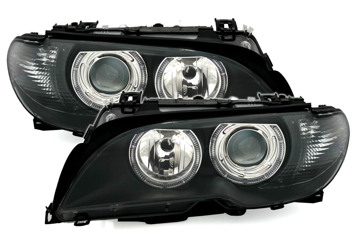 Angel Eyes Scheinwerfer für 3er BMW E46 in Schwarz