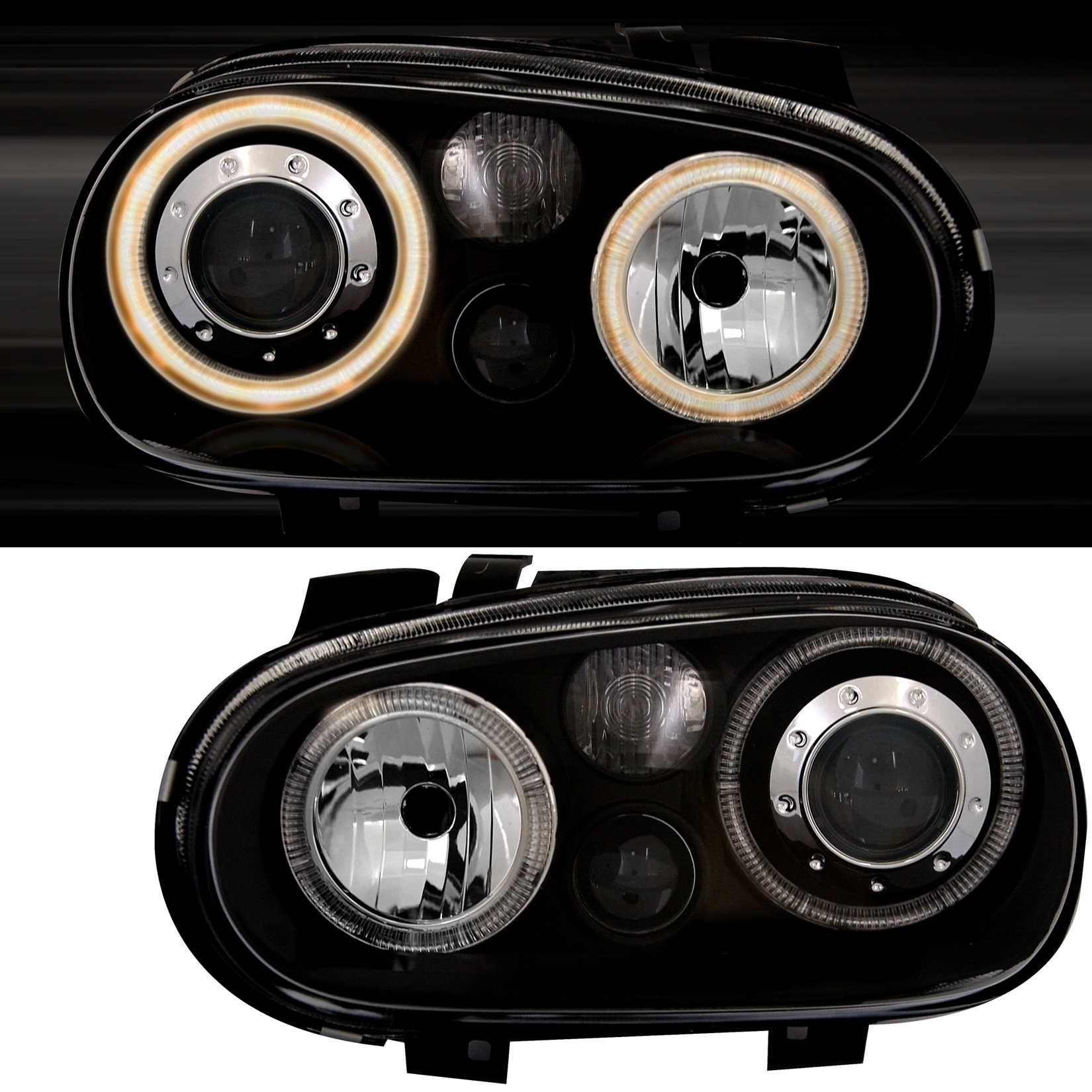 Angel Eyes Scheinwerfer für VW Golf 4 in Schwarz