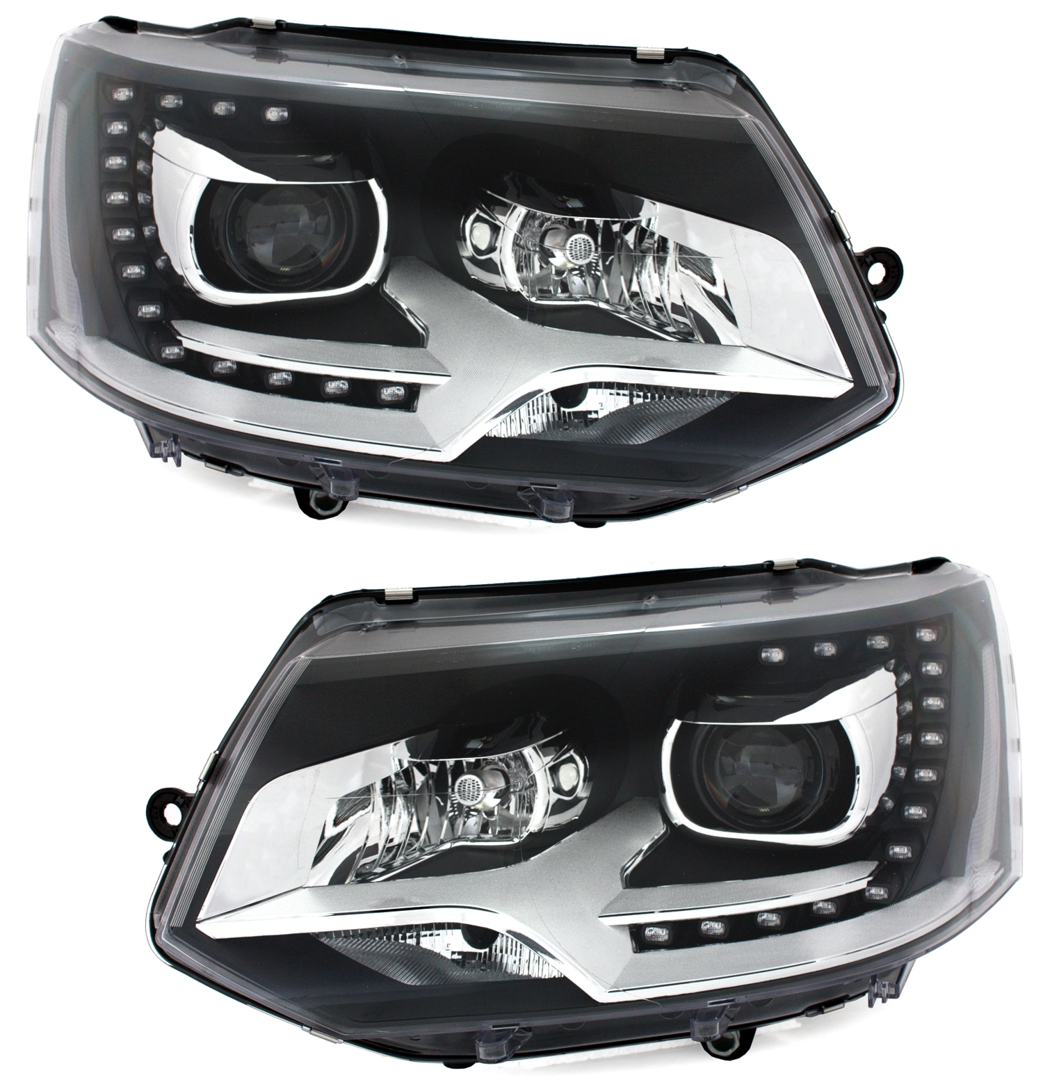 Scheinwerfer Set für VW T5 Facelift in Schwarz