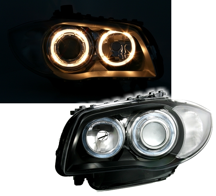 Angel Eyes Scheinwerfer für 1er BMW E8_ in Schwarz
