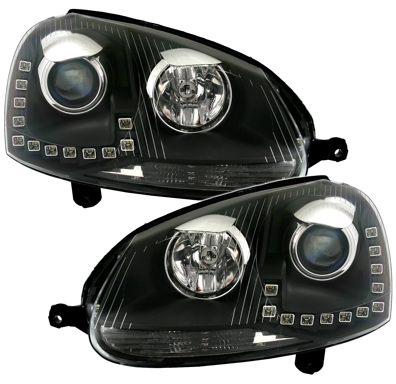 Scheinwerfer Set für VW Golf 5 in Schwarz