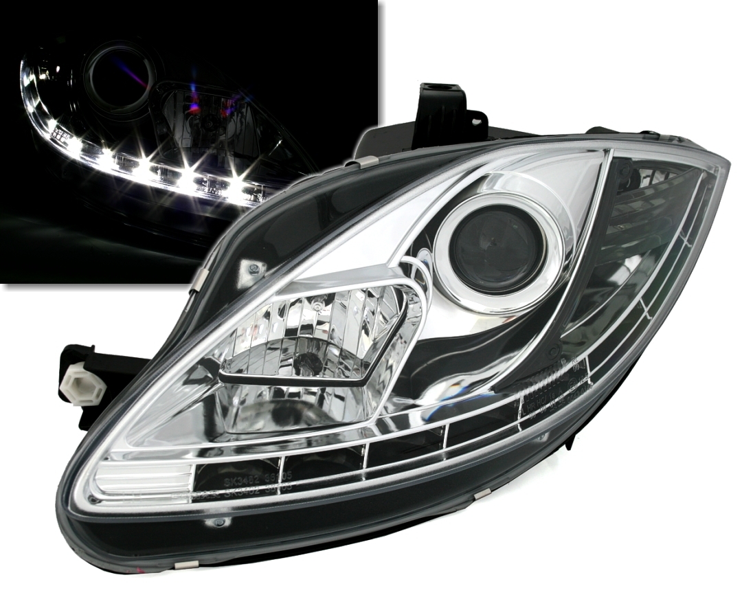 Scheinwerfer mit LED für Seat Leon in Chrom