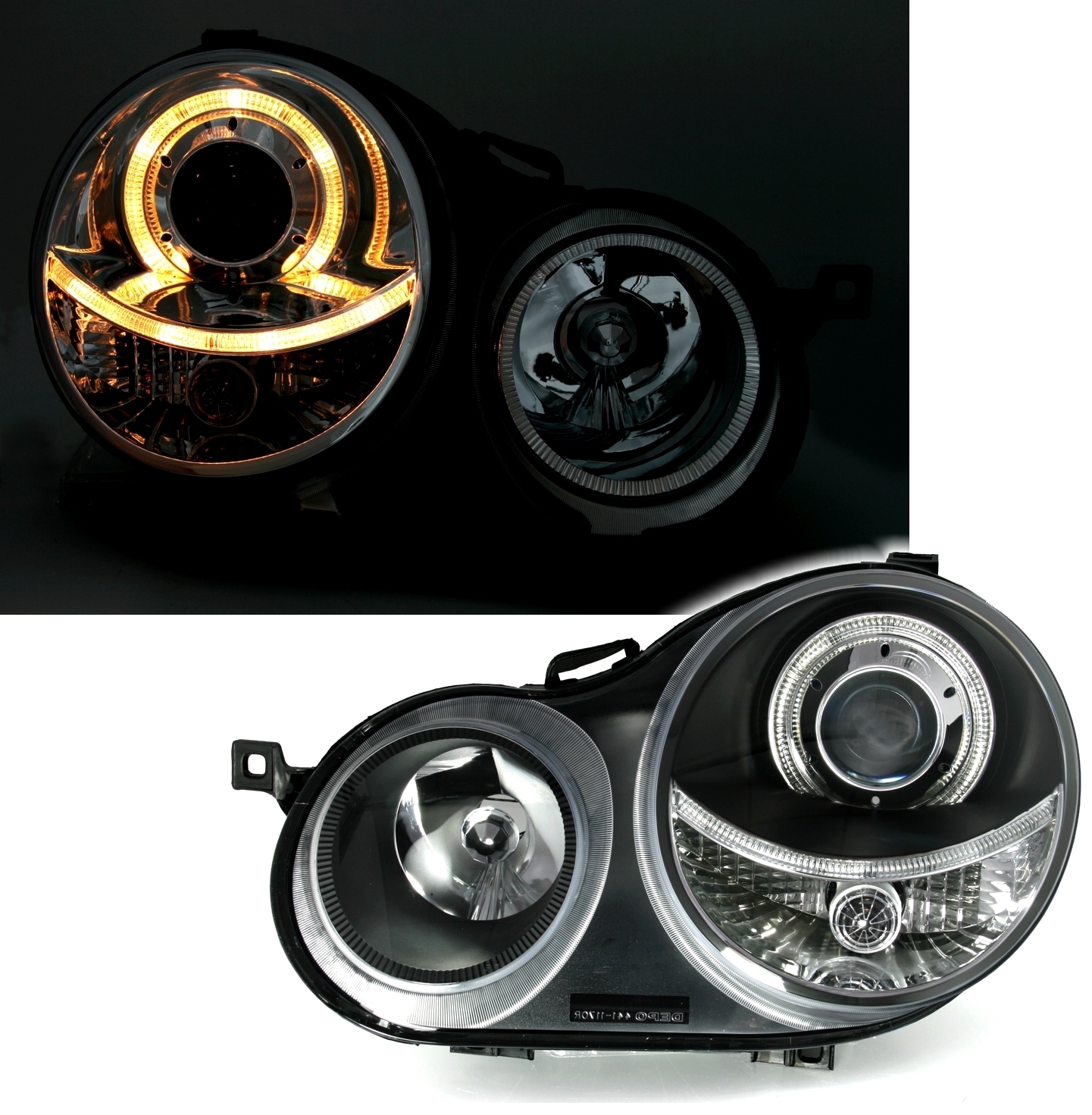 Angel Eyes Scheinwerfer für VW Polo 9N in Schwarz 