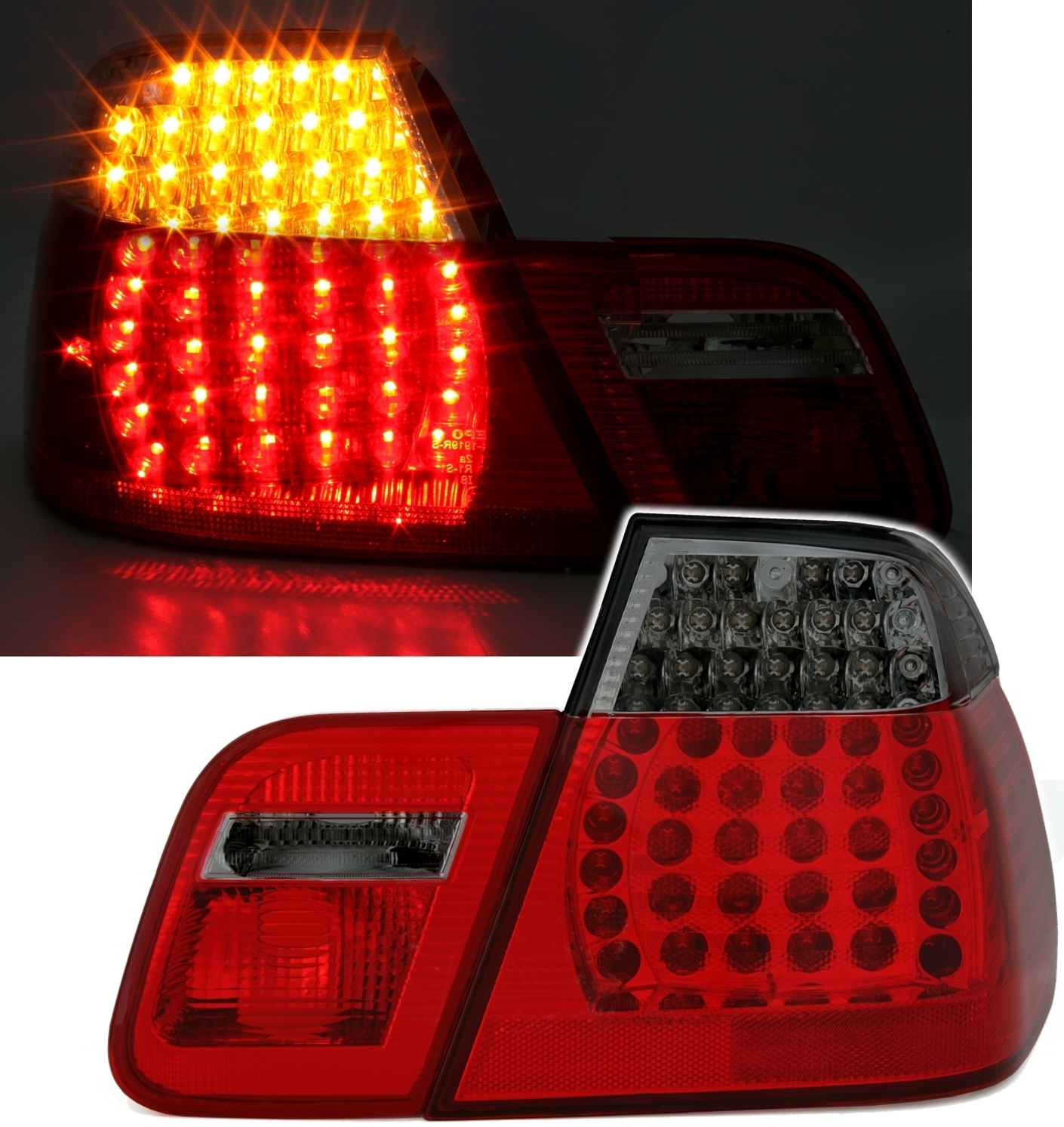 LED Rückleuchten für 3er BMW E46 in Rot-Schwarz