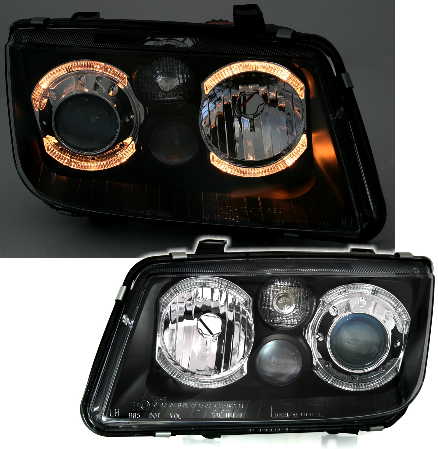 Angel Eyes Scheinwerfer Set für VW Bora in Schwarz