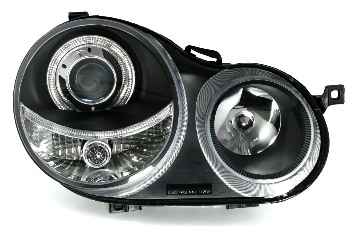 Angel Eyes Scheinwerfer für VW Polo 9N in Schwarz 